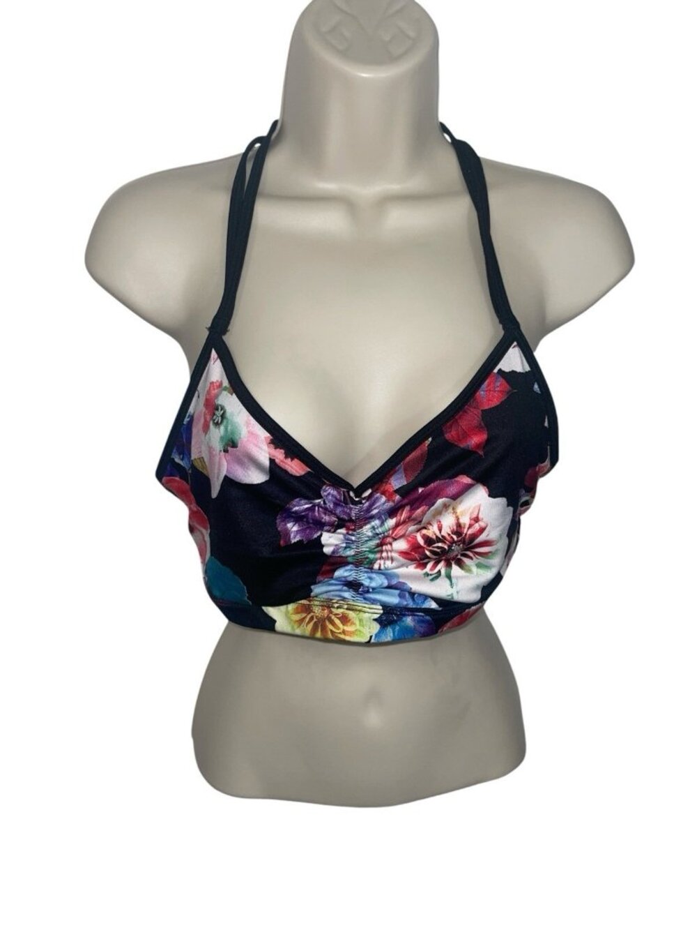 OLD NAVY Women's Size Large Light Support Pink Floral Strappy Sports Bra
